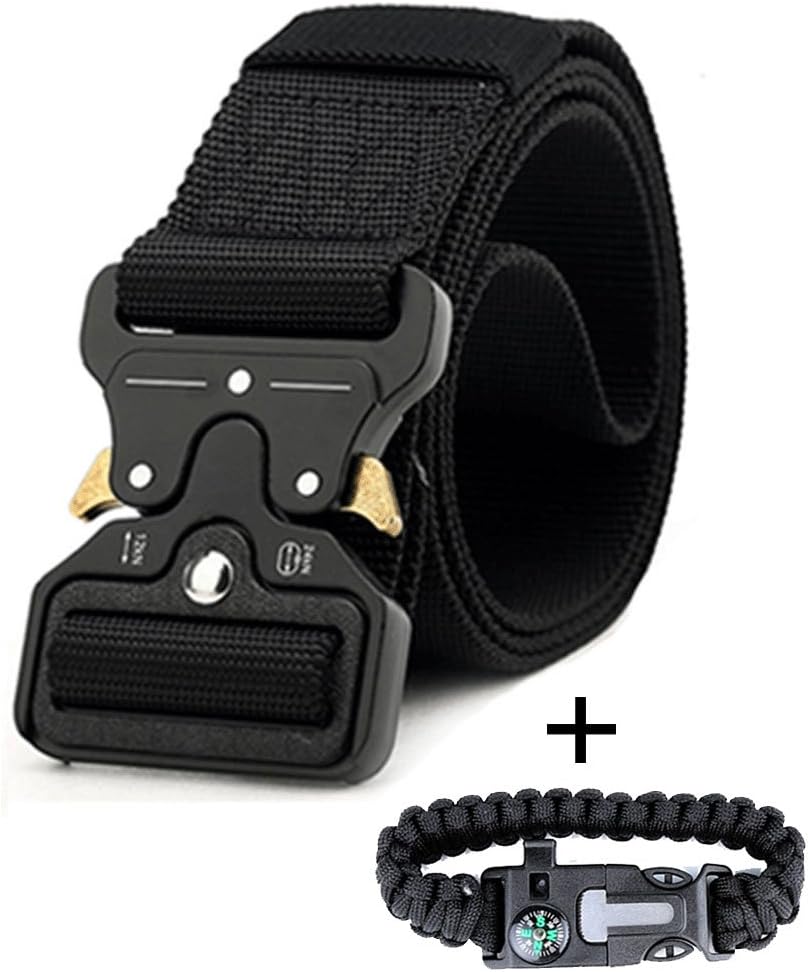 TommDanny Tactical Belt Military Webbing Riggers Web Belt with Heavy-Duty Quick-Release Metal Buckle