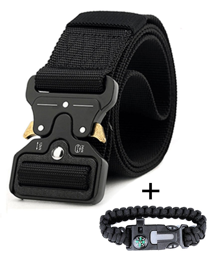 TommDanny Tactical Belt Military Webbing Riggers Web Belt with Heavy-Duty Quick-Release Metal Buckle