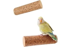 Amaezorx Natural Cork Perch for Small Parrots, Parrot Chewing Toy & Grip Grooming Stand, Enriches Beak and Foot Health for Bu