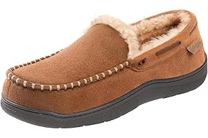 Zigzagger Men's Moccasin Slippers Memory Foam House Shoes, Indoor and Outdoor Warm Loafer Slippers