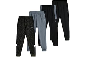 RBX Boys Sweatpants - 4 Pack Stretch Performance Tricot Activewear Boys Joggers Athletic Pants with Side Pockets (Size: 4-20)