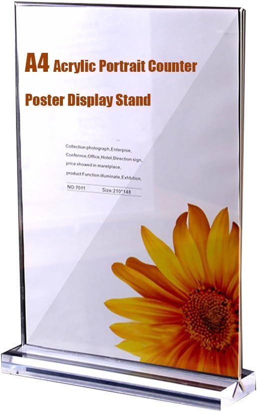 A4 Acryl Hochformat Zähler Poster Display Ständer T geformte