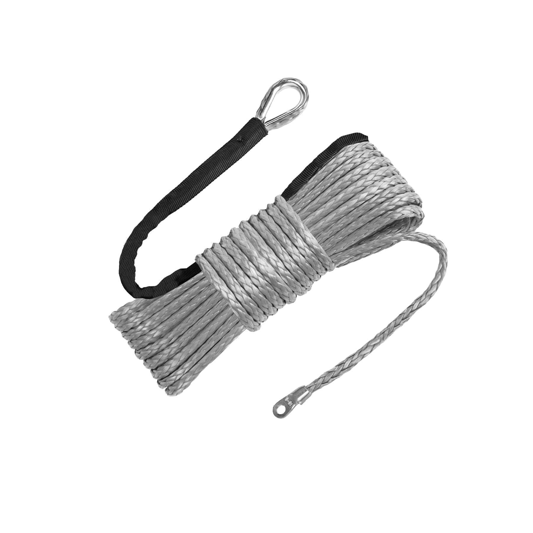 Photo 1 of RIOOP Synthetic Winch Rope, 1/4 Inch x 50 Feet 9,500LBs Winch Cable Line with Protective Sleeve for ATV UTV (Gray)