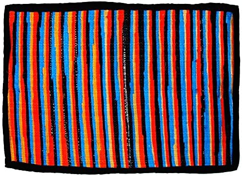 Thai tradition Rug Rag, Hand woven by skilled artisans on Thai traditional old fashioned wood looms, Eco-friendly rug is made from recycled 100 % fabric strips, Tiger Orange &amp; multi-color (FL53)