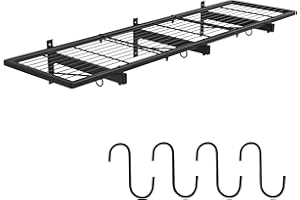 Riciakik Garage Wall Shelves, 46"X12.5", 1 Shelf, Modern Style, Heavy Duty, Black, 160 LBS Capacity, Garage Storage & Organization System