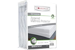 Guardmax Heavy Duty Vinyl Queen Zippered Mattress Encasement - Waterproof & Breathable Mattress Protector - Comfortable, Soft, and Noiseless Zippered Bedding - Dust Mite Proof (60 x 80 x 9)