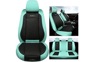 GIANT PANDA Full Set Car Seat Covers Luxury Faux Leatherette Seat Cushions Covers for 5-Seater Models, Fit Most Cars SUV Pick-up Trucks (Mint Blue)