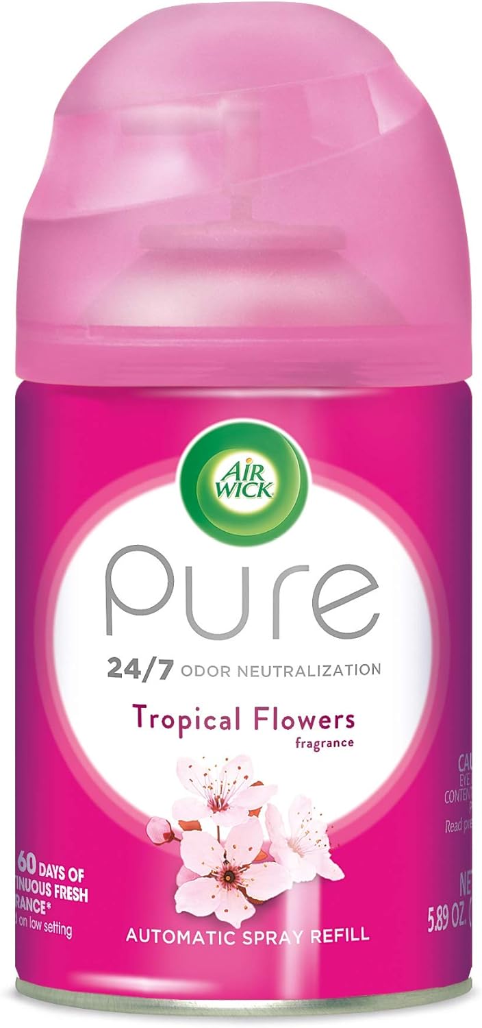 Air Wick Pure Freshmatic Refill Automatic Spray, Tropical Flowers, 5.89oz, Air Freshener, Essential Oil, Odor Neutralization, Packaging May Vary