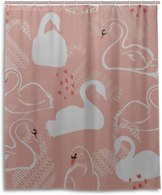 WSNWCY Hermosos cisnes Blancos y Cortina de Ducha de Agua Accesorios de