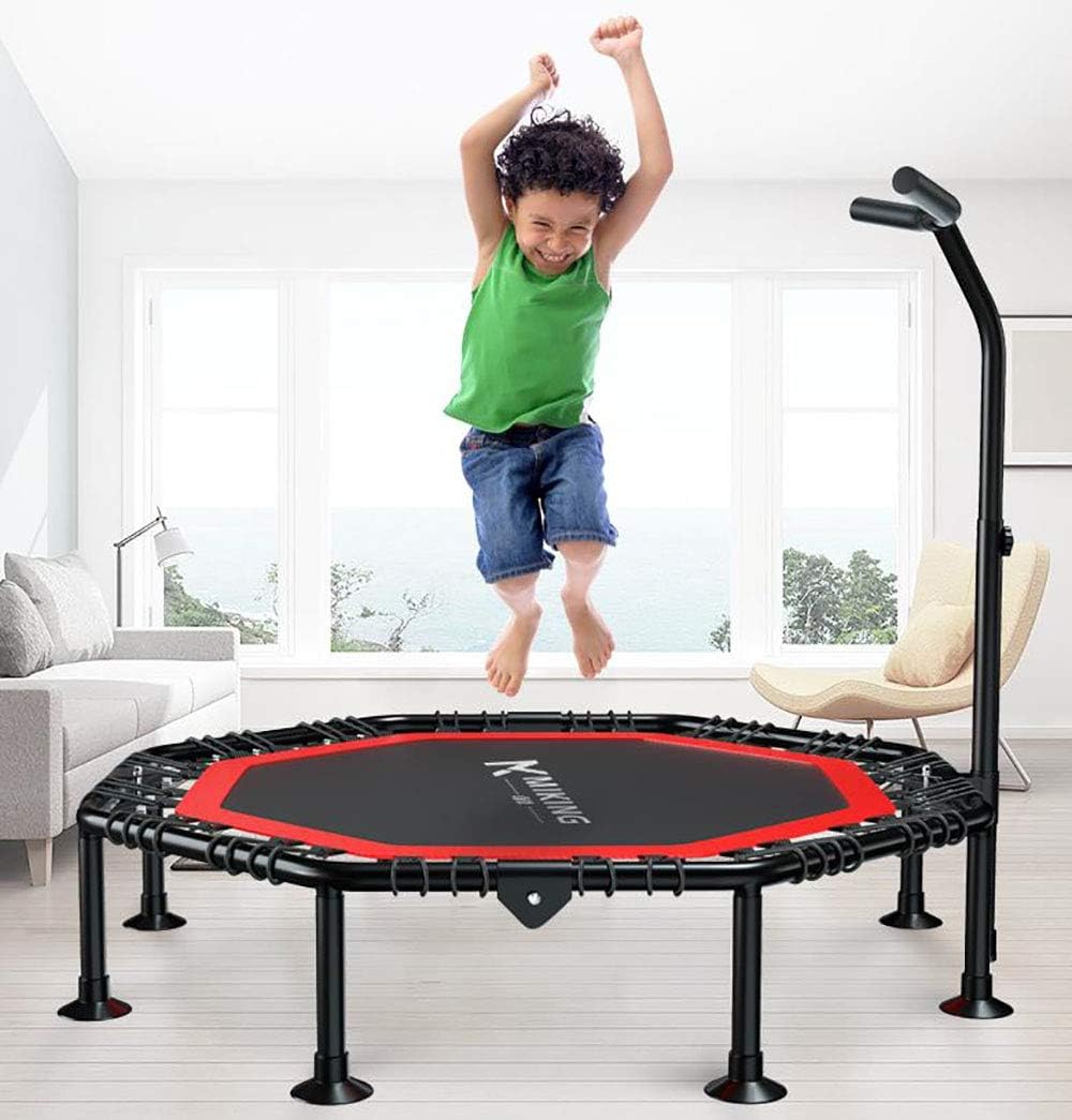 HYYQG Jumper Cardio Fitness Trampoline, Foldable Indoor/Outdoor Trampoline with Stability Bar for Kids And Adults Workout Garden Camping Picnic Barbecue Toy, black