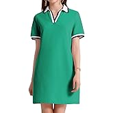 PEHMEA Women's Polo Dress Collared Short Sleeve V Neck Golf Tennis Casual Mini Summer Shirt Dresses with Pockets