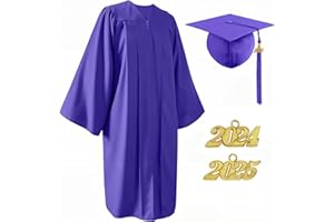 YIIOSS Unisex Matte Cap and Gown 2024 2025 with Tassel for High School and College Graduation Purple