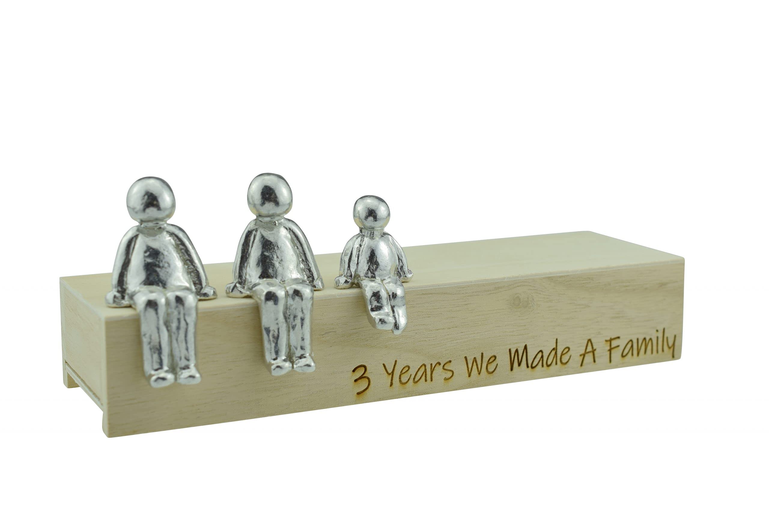 Pirantin 3rd Anniversary Idea - 3 Years We Made A Family Metal Ornament - Choose Your Family Combination Box & Woodgrain May Vary(1 Child)