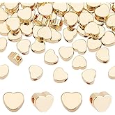 PH PandaHall 14K Gold Heart Beads, 80pcs Valentine Heart Spacer Beads Gold Plated Love Heart Charm Small Hole Spacer Bead for Bracelet Necklace Mother's Day Jewelry Making 5x5 mm