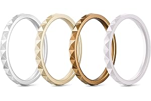 Egnaro Silicone Wedding bands women:2.5mm Wide - 2mm Thick Gold and Silver Rubber Rings with Half Size,4-8 Variety Multipack