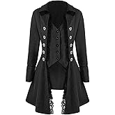 VNVNE Women's Gothic Steampunk Corset Halloween Costume Coat Victorian Tailcoat Jacket