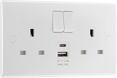 BG Electrical Nexus 800 Series Round 13A Double Socket with 2 USB Ports 12W