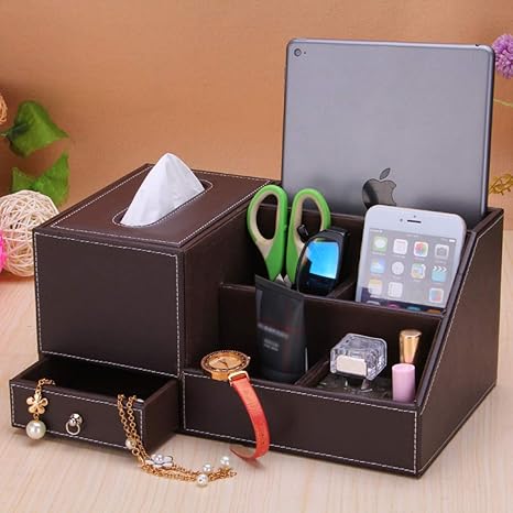 Amazon 卓上収納 ティッシュボックス 机上ラック 小型 レザー 整理整頓 コンパクト ペン立て リモコン 雑品収納 文房具収納 小物入れ 大容量 持ち運び おしゃれ 強い耐久性 シンプル 丈夫 安定 多機能 化粧品入れ オフィス収納 収納ケース まとめ収納 組み立て不要 収納