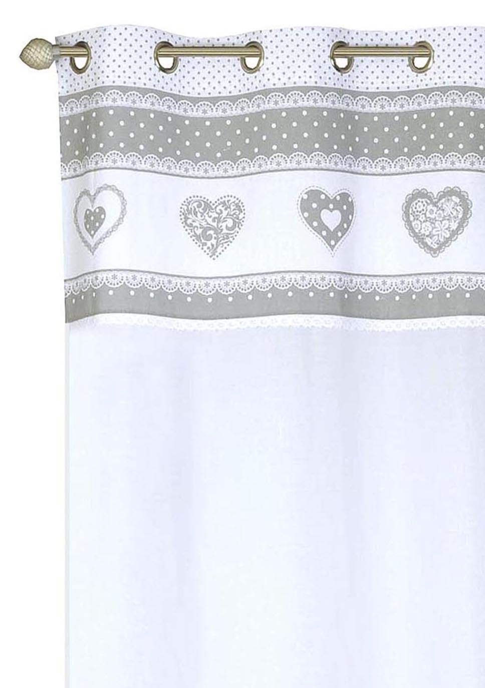 Atout Ciel Grey Printed Eyelet Curtains 140 x 240 cm