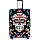 ANNA QUEEN Halloween Skulls Travel Luggage Cover Suitcase Protector Suitcase Cover Halloween Decorations Anti-Scratch,Stretchable Bag Cover Washable Durable Polyester