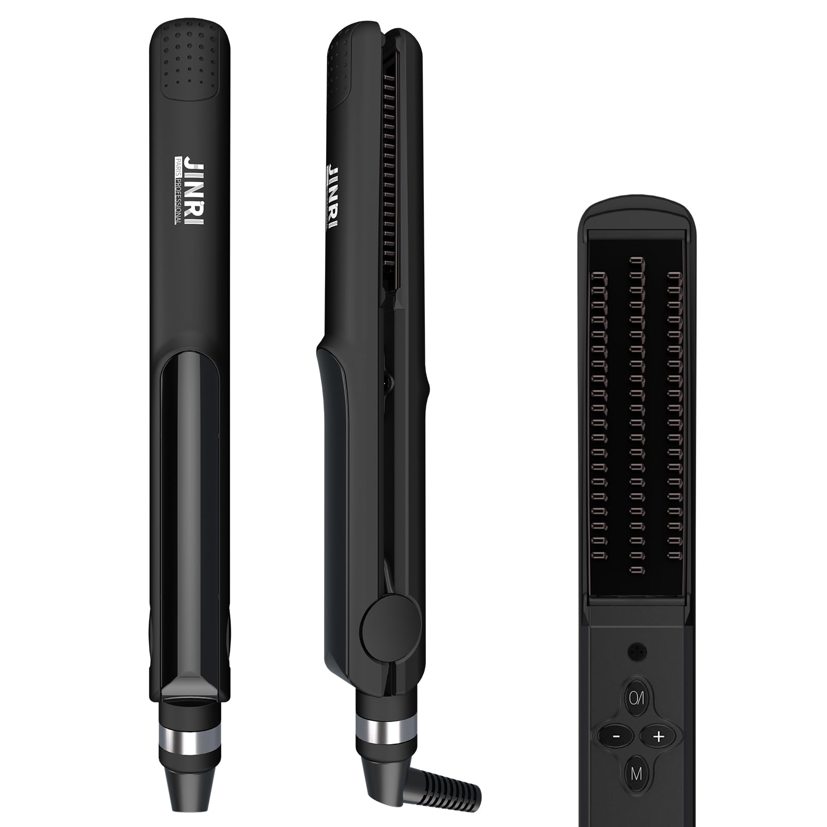 Photo 1 of JINRI Hair Straightener & Curls, Pumped-Up Volume, Adjustable Temp, 360 ° Tail Rotation, Lasting Volume, Tourmaline Ionic Flat Iron, Dual Voltage, 100V-240V, Volumizing Hair Iron (Black, 1 inch)