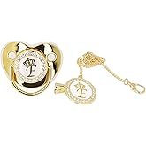Personalized Golden Letter Baby Pacifier with Bling Design, Clips, Anti-Dust Cover for Newborn Photography, Letter E