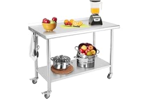 Stainless Steel Table, 30X24x35 Inch Food Prep Worktable, Kitchen Prep Table with Adjustable Undershelf Workstations for Comm