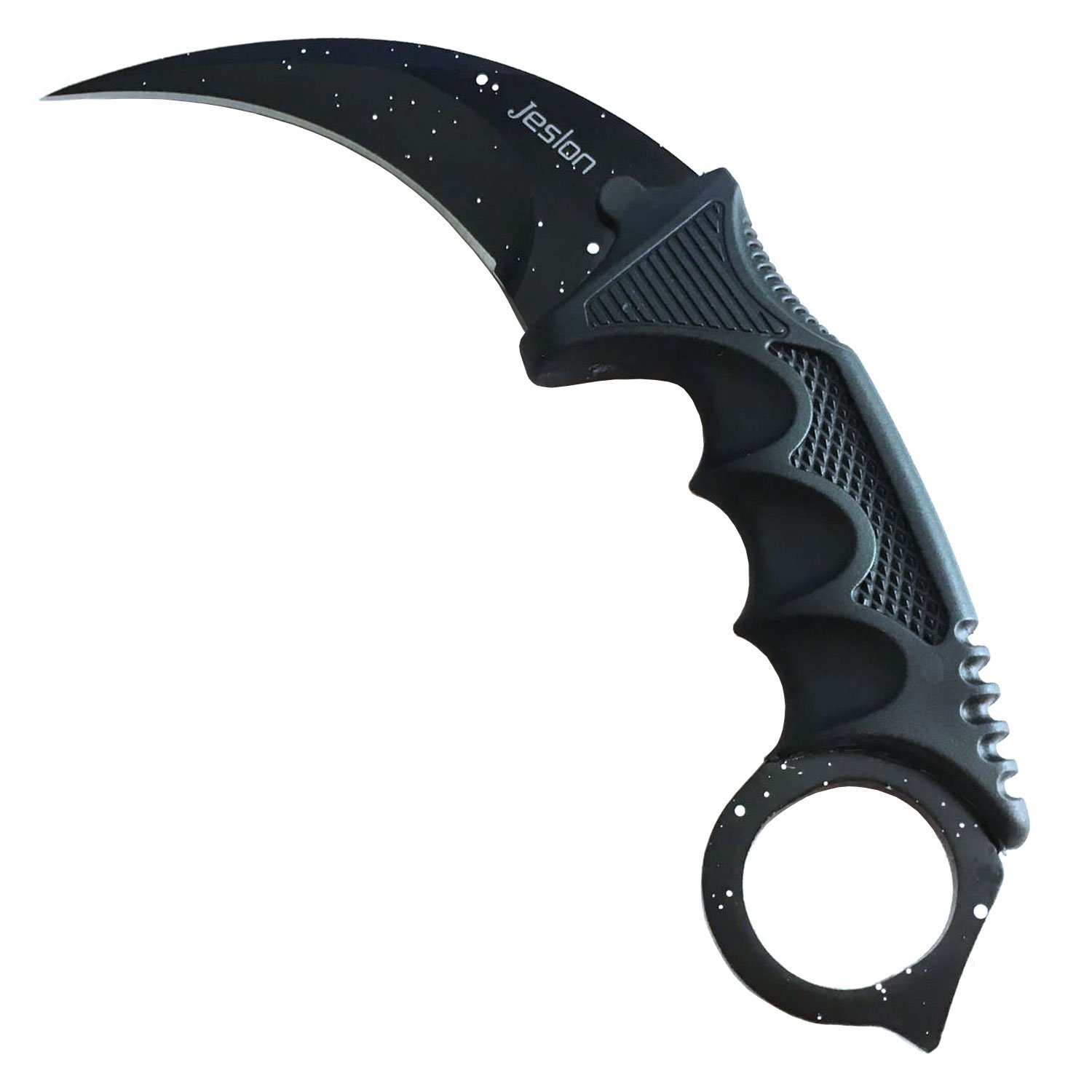 Jeslon Stainless Steel Tactical Karambit Hawbill Knife With Sheath and Cord,Survival Defense Claw Fixed Knife For Outdoor Hunting Camping Hiking Tools (Black and white)