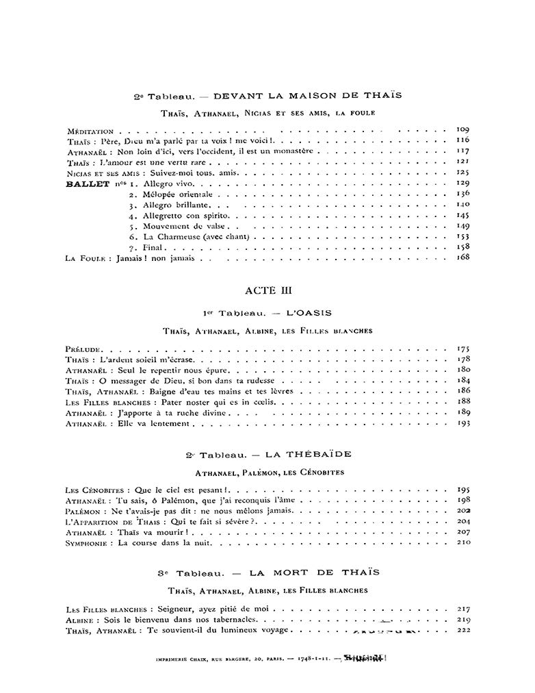 Thaïs Complete Revised Version For Piano Solo Roques - 