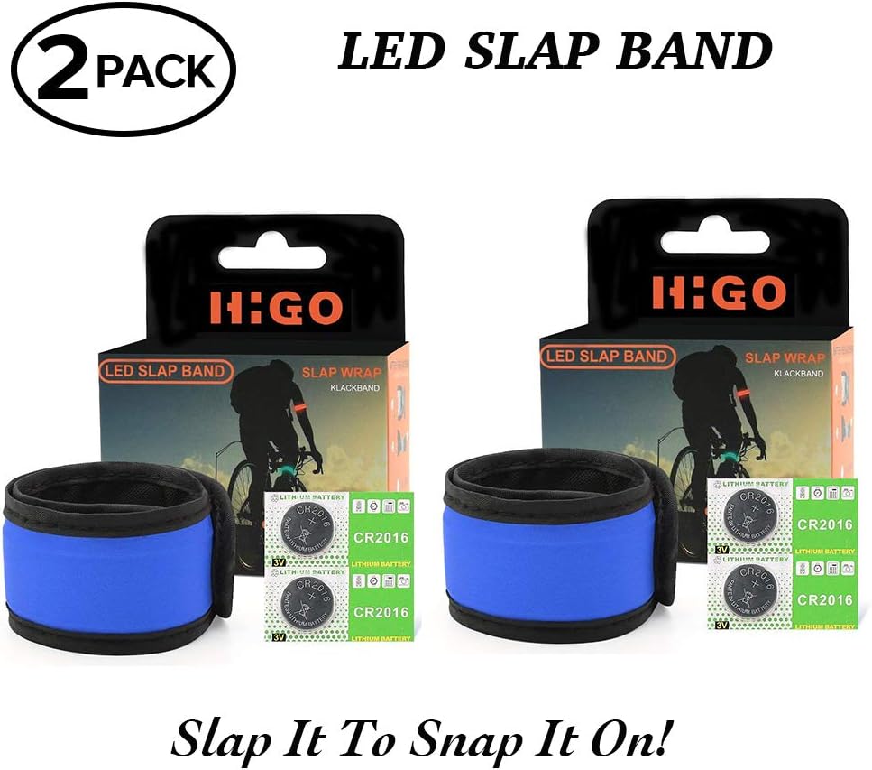 Higo LED Slap Bracelet, Glow in The Dark Sports Event Wristbands, Safety Reflective Gear Light Up Armbands for Running, Cycling, Jogging, Hiking