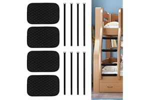 MENGMAIN 4 Pcs Bunk Bed Ladder Pads，12 x 8 Inch Soft Bunk Bed Ladder Cover Comes with 8 Adjustable Hook and Loop Straps，Anti-Slip Points On The Bottom Ensure Safe and Comfortable Climbing (4)