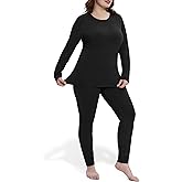 FOREYOND Plus Size Thermal Underwear for Women Long Johns Fleece Lined Base Layer Pajama Top and Bottom Sets XL-5XL