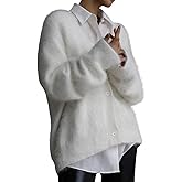 Wyeysyt Womens Fuzzy Cardigan Sweater V Neck Button Down Oversized Casual Furry Sweater 2026