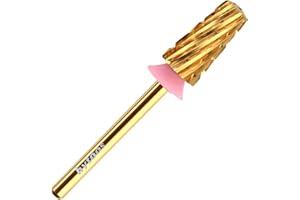 HYTOOS Safety Tapered Nail Drill Bits,Titanium Coating Round Top 3/32 Carbide Nail Bit, Two-way Rotate for Both Hand, Manicure Drills Accessories Remove Thick Gel Tool (3XC, titanium)