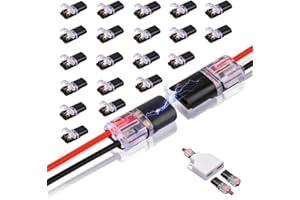 20Pcs Double-Wire Plug-in Connector, Pluggable 2 Pin 2 Way LED Wire Connectors, with Locking Buckle Fast Wire Connectors Easy