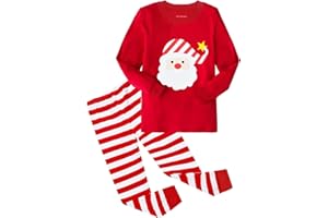 HYCLES Christmas Pajamas for Kids Girls Holiday Long Sleeve Sleepwear Santa Cotton Pajamas Sets for 2-12T Boys/Toddler Pjs