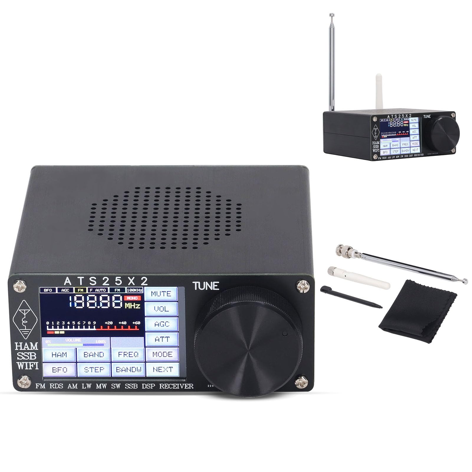 Oumefar Portable Shortwave Radio, DSP Full Band Radio Receiver with Spectrum Scanning - Durable & Multi Modes & Handheld - ATS25X2 FM LW Radio Recorder