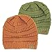 Winter White Ivory Thick Slouchy Knit Oversized Beanie Cap Hat,One Size,2 Pack: Olive/Rust