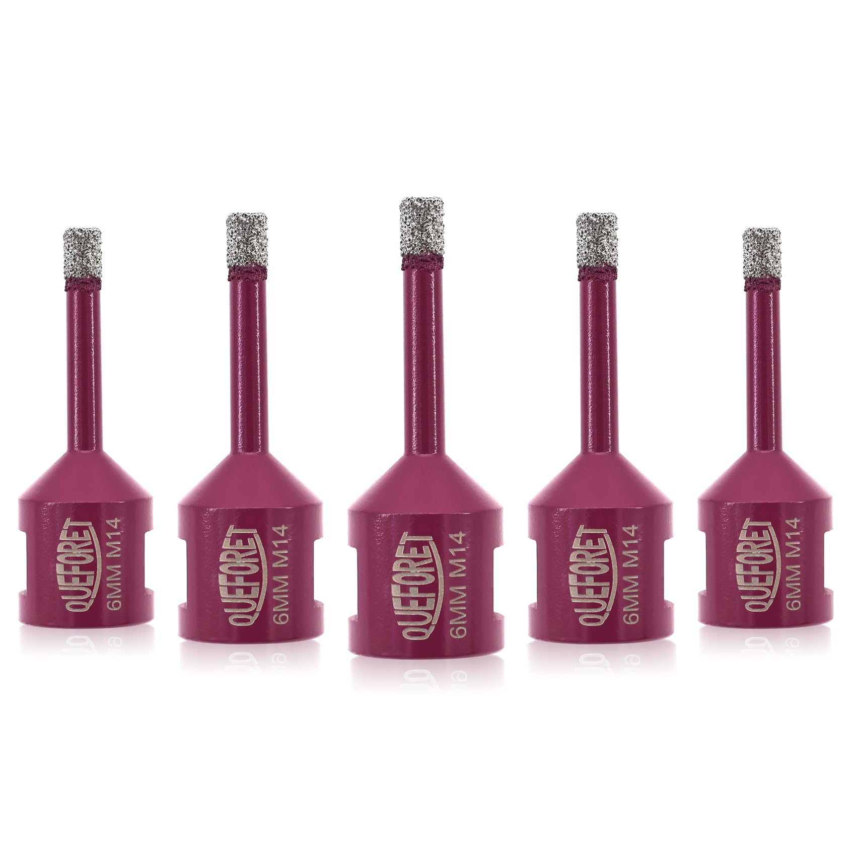 QUEFORET Diamond Drill Bits Set 6mm x M14-5pcs Hole Saw Kit for Ceramic Porcelain Tile Marble Granite