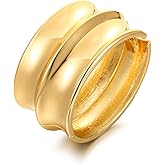 RAUCHBE Chunky Gold Bangle Bracelets for Women Hammered Texture Cuff Bangles Wrist Wrap Bangle Bracelet Jewelry