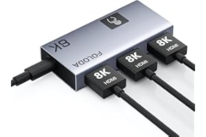 HDMI 2.1 Switch FOLODA 8K HDMI Switcher, Ultra HD 8K@60Hz 2 in 1 Out HDMI Splitter, 4K@120Hz Aluminum HDMI Switcher Selector for PS5/4/3 Xbox, Apple TV, Nintendo Switch, Roku, Fire Stick