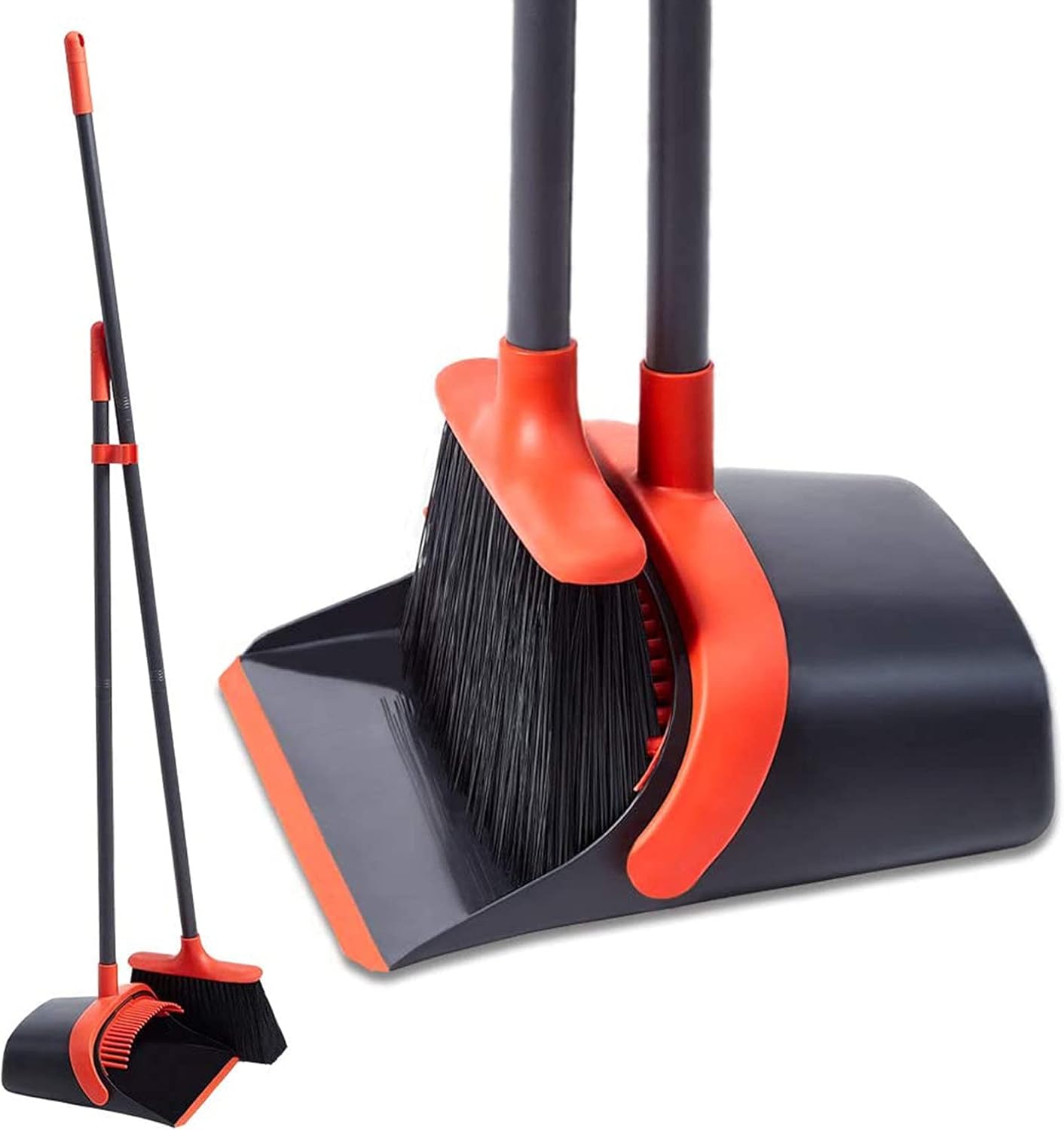 Broom and Dustpan Set, Dustpan and Broom Set, Long Handle Broom with Dustpan, Broom and Dustpan Combo for Office Home Kitchen Lobby Floor Use,Upright Standing Dustpan Broom Set: Garden & Outdoor