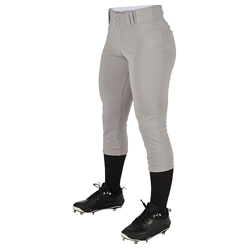CHAMPRO Girls Tournament Traditional Low-Rise Softball Pants, Small, Grey