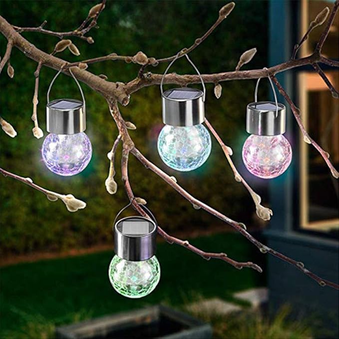 AZUOYI Waterproof Hanging Solar Ball Lights Outdoor 6 Pack RGB Color