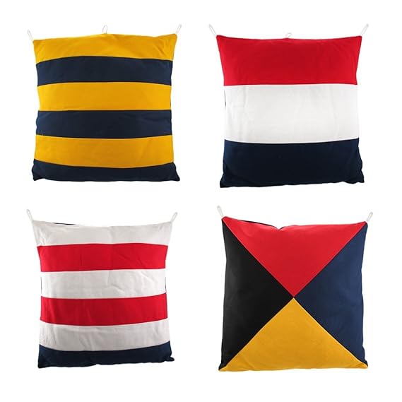 Set Of 4 Nautical Flag 14" By 14" Throw Pillows Home & Kitchen