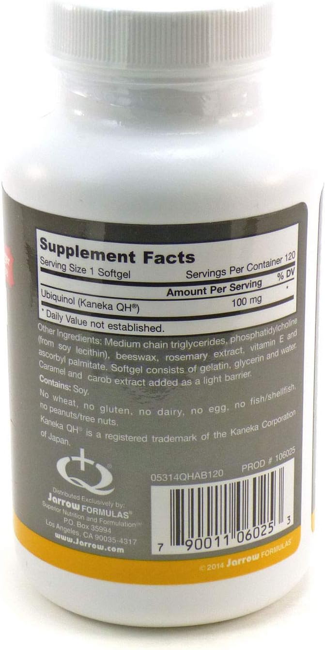Amazon Com Jarrow Formulas Reduced Form Coq10 Ubiquinol Qh Absorb High Absorption And Enhanced Stability 100 Milligrams 60 Softgels Pack Of 2 Health Personal Care