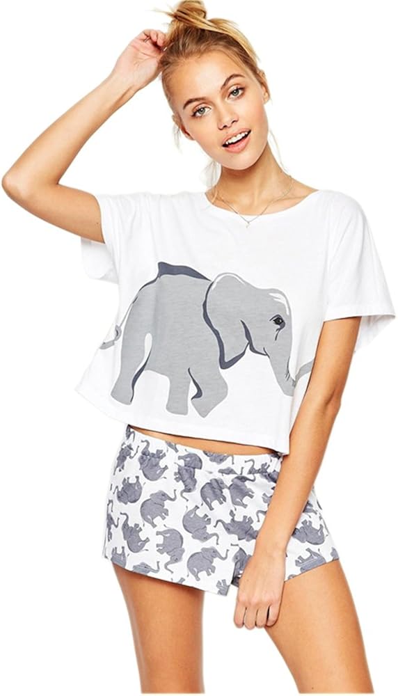 Halloween Schlafanzug Damen Set - 2-teiliger Pyjama Mit Geister & Kürbis Print