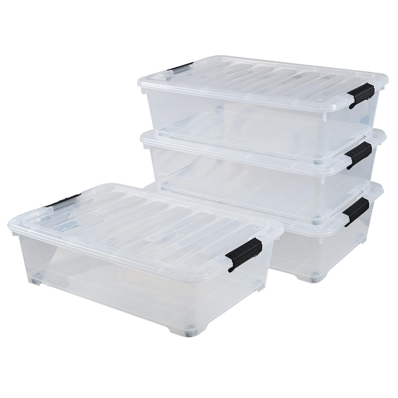 Hommp 4-Pack 25 Quart Under Bed Plastic Storage