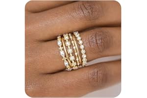 YEEZII Gold Rings for Women Non Tarnish, 14k Gold Plated Stacking Cubic Zirconia Thumb Rings, Dainty Stackable Gold Knuckle Rings Set Size 6-10