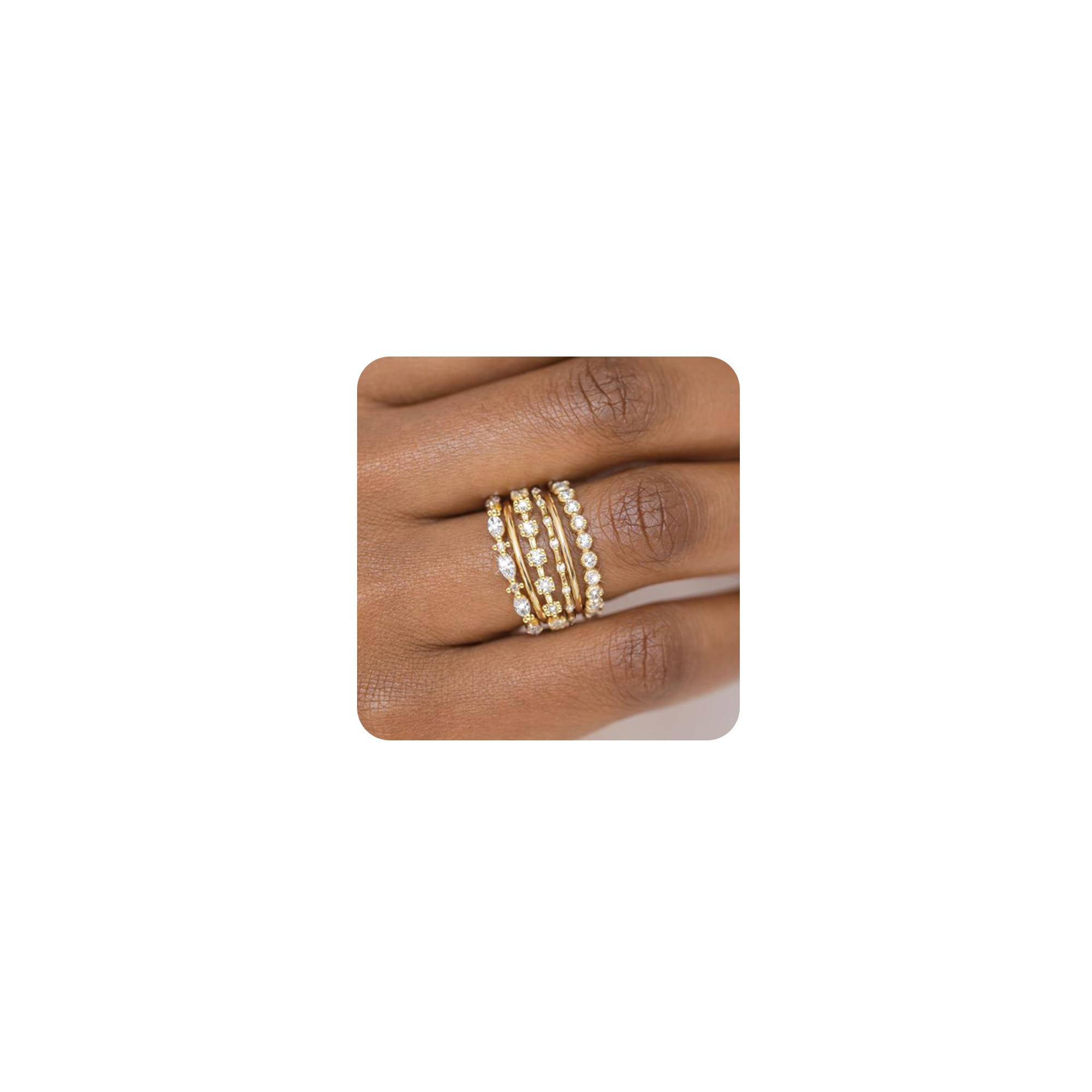 YEEZII Gold Rings for Women Non Tarnish, 14k Gold Plated Stacking Cubic Zirconia Thumb Rings, Dainty Stackable Gold Knuckle Rings Set Size 6-10